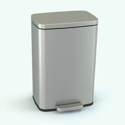 3D Metallic Step Trash Can Revit Family rendered in full color. Fully parametric and easy to use, this decoration Revit family is ideal for kitchen renderings.