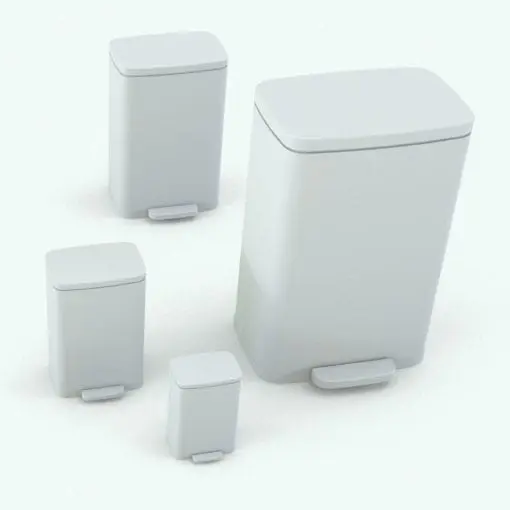 Metallic Step Trash Can Revit Family in different sizes to showcase its parametric behavior. Ideal for kitchen, restaurant or hospitality design 3D renderings, this trash can Revit family will make your renders look polished and finished.