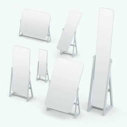 Minimalistic Cheval Revit Mirror Family in different sizes and configurations to showcase its parametric flexibility. With parameters to change the angle, the size and the materials, this Minimalistic Cheval Revit Mirror Family is definitely a must-have family in your Revit assets.