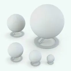 Minimalistic World Globe Decoration Revit Family in different sizes to showcase its parametric flexibility. While this image doesn't show materials, the family DOES include the materials shown on the main image. Get this decoration Revit family now and enhance your renders in a few clicks.