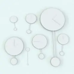 Modern Pendulum Wall Clock Revit Family in different sizes and configurations to showcase its parametric flexibility.