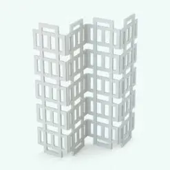 Modern Squares Revit Folding Partition Family in 3D and rendered without materials to see the shapes and details better. With a lot of parameters to play with, this family can adapt to any space you insert it in. Download this Modern Squares Revit Folding Partition Family now and make your renders stand out.
