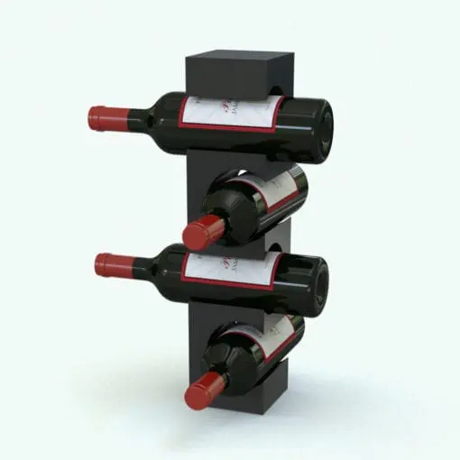 Modern Tower Wine Rack Revit Family rendered in 3D in a dark-chocolate wood finish and using the red wine bottles (white wine bottle also included). This fully parametric wine rack allows you to change the height (number of bottles it can hold) as well as the materials, to create your own unique arrangements. Ideal for kitchens and modern interiors, this Modern Tower Wine Rack Revit Family is the perfect complement to your architectural projects.