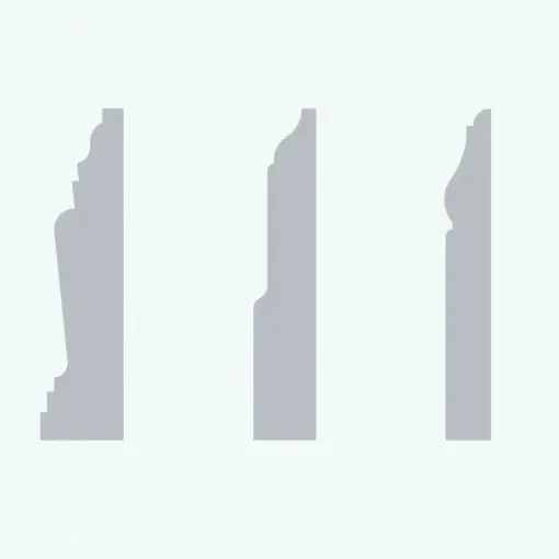 Parametric Revit Wall Sweep Families - Baseboards Pack 10 in cross-section view and rendered in solid gray color to easily understand the shapes.