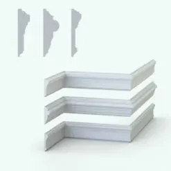 Decorative Revit Wall Sweep Families - Chair Rails Pack 2 in 3D and cross-section views. Both rendered in ambient occlusion mode.