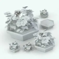 Pansies Revit Plant Family in different sizes and configurations to showcase its parametric flexibility. As you can see on the image, the plant and the pot can be turned off, allowing you to use the plants with other pots or the pot with other plants. Ideal to add a touch of livability to your renders, this Pansies Revit Plant Family will take your projects to the next level.