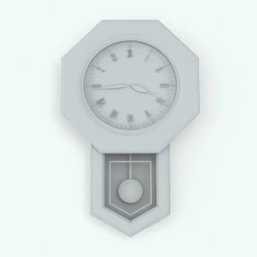 Traditional Pendulum Wall Clock Revit Family rendered in ambient occlusion mode.