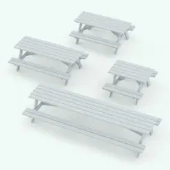 Classic Revit Picnic Table rendered in 3D and in different lengths to showcase its parametric versatility. Ideal for parks, gardens, recreational areas and public spaces, this Revit picnic table will make your renders feel finished and livable. Get it today and see for yourself.