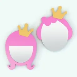 Princess Revit Mirror Family in 3D and rendered in color showcasing the two different head shapes. Fully parametric and customizable Revit mirror family.