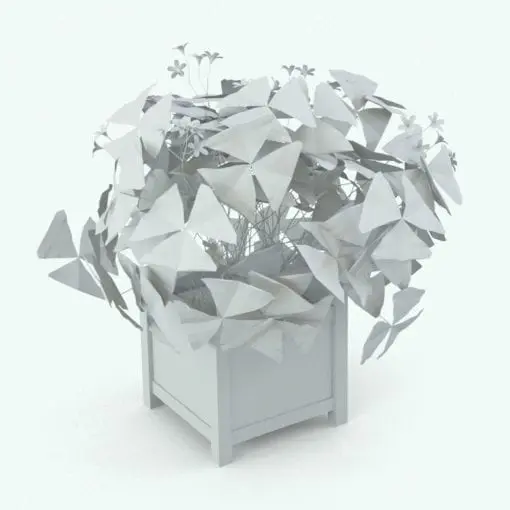 Purple Shamrock Revit Plant Family in 3D and rendered in black and white (ambient occlusion style) to showcase the shapes and details better. Ideal for centerpieces, office decorations, kitchen decor and more, this realistic Revit plant family will make your renders stand out in just a few clicks.