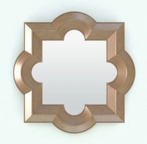 Quatrefoil Revit Mirror Family rendered in a light-colored wood finish. This elegant family is ideal for modern and contemporary spaces. Use it in living rooms, bedrooms, hallways, office spaces or even retail designs, this Revit mirror family will certainly make a statement!