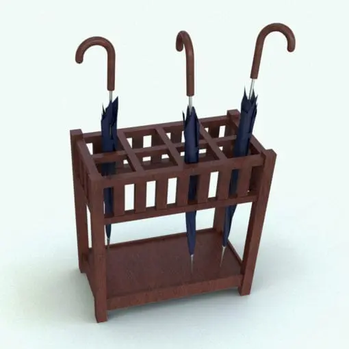 Rectangular Umbrella Revit Family Stand rendered in 3D and with a dark wood finish. The stand in accompanied by three blue umbrella Revit families with a dark wood handle. This family is very flexible and versatile, allowing you to create your own configurations, sizes and looks. Get this Rectangular Umbrella Revit Family Stand today and see for yourself.
