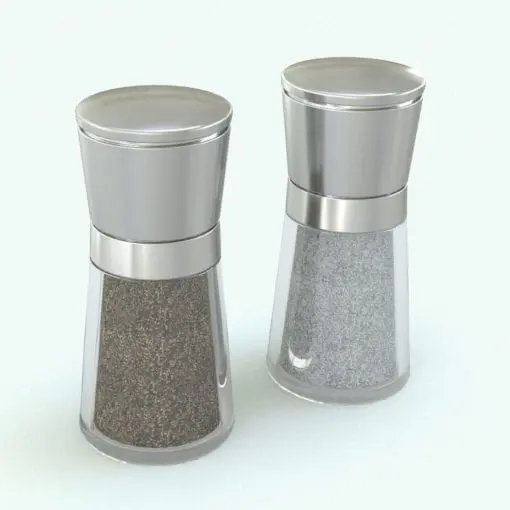 3D Salt And Pepper Decoration Revit Family rendered in full color with stainless steel tops and glass bottoms. This Revit decor family is ideal for kitchens, restaurants, hospitality designs, and more.