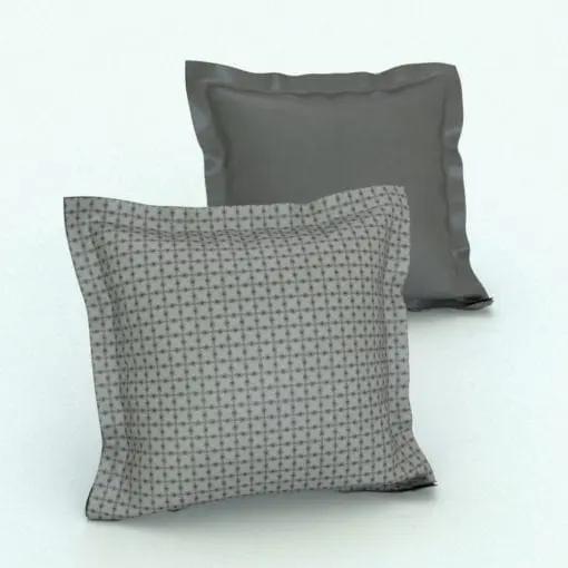 Square Revit Cushion Family With Flaps in 3D and rendered with a light gray textured material on the front and a darker gray material on the back. Ideal for modern and contemporary interior design projects, this fully-realistic Revit cushion family will transform your Revit projects in just a few clicks.