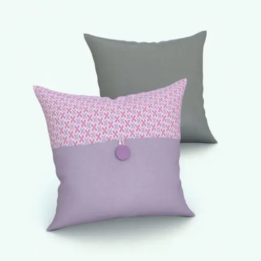 Fold and Button Square Revit Cushion Family rendered in 3D with a pink-purple material on the front and a solid gray material on the back. This family is fully parametric and it will allow you to change its size, materials and angle to make it fit to any project your are working on. Don't wait any longer and get this Fold and Button Square Revit Cushion Family today to make your projects stand out.