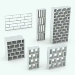 Staggered Vertical Divisions Revit Bookshelf Family in different sizes and configurations and rendered in black and white (ambient occlusion style). Ideal for residential, office, hospitality or even commercial settings, this bookshelf Revit family will make your spaces stand out in just a few clicks. Get it today and experience the high-quality and flexibility of our Revit families.