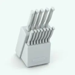 Knife Block Kitchen Decoration Revit Family in 3D and rendered without materials to show the details better. Fully parametric and ready to render since it includes pre-configured materials, this decoration Revit family will transform your spaces the minute your insert it into your projects.