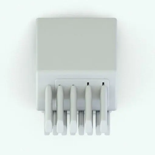 Knife Block Kitchen Decoration Revit Family in top view and rendered in black and white (ambient occlusion style) to see the details a lot better. While there are no materials in this image, the family does come with the materials shown in the main image. Get this Decoration Revit family now and enhance your renders in a few clicks.