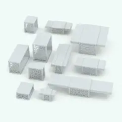 Star Pattern Living Room Revit Tables Set rendered in black and white (ambient occlusion style) and in different sizes and configurations to showcase their parametric flexibility. Ideal for contemporary interior design projects, this side and coffee table Revit families are the perfect addition to your 3D renderings. Get this Star Pattern Living Room Revit Tables Set today and be part of the Blackbee3D family.