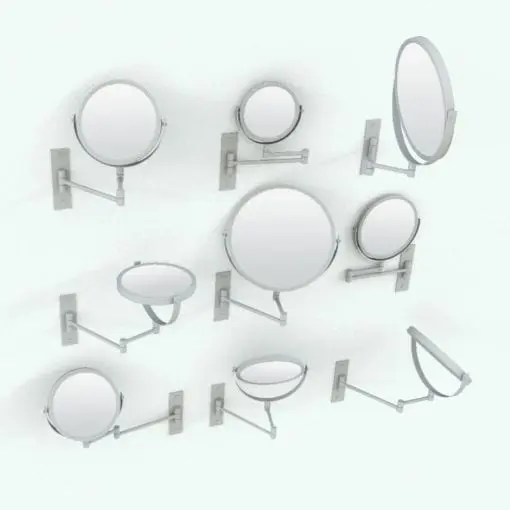 Swivel Wall Mount Bathroom Mirror Revit Family in different parametric sizes and configurations to showcase its flexibility.