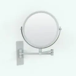 Swivel Wall Mount Bathroom Mirror Revit Family rendered in ambient occlusion style.