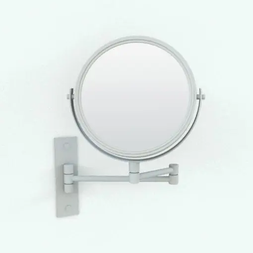 Swivel Wall Mount Bathroom Mirror Revit Family rendered in ambient occlusion style.