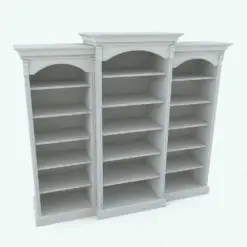 Traditional Triple Bookshelf Revit Family in 3D and rendered in black and white (ambient occlusion style) to show the shapes better. This family is fully parametric, easy to use and render-ready. Just load it into your Revit project, load the provided textures (or use your own for a more custom look) and hit the render button for instant results. Don't wait any longer and get this Traditional Triple Bookshelf Revit Family today!