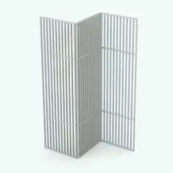 Tri-Fold Vertical Revit Folding Partition in 3D and rendered without materials to showcase the details. Change the number of bars, the spacings, the height and many other parameters to make this Revit Folding Partition family adapt to your project's requirements.