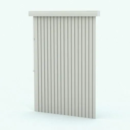 Vertical Revit Blinds Family rendered in 3D and in a light tan colored material. These Revit blinds are ideal for Revit sliding doors and/or big windows. With parameters to control the dimensions, the opening percentage, the angle of the slats and more, this Revit family will streamline your workflow immediately. Don't wait any longer and add this Vertical Revit Blinds Family to your cart today.