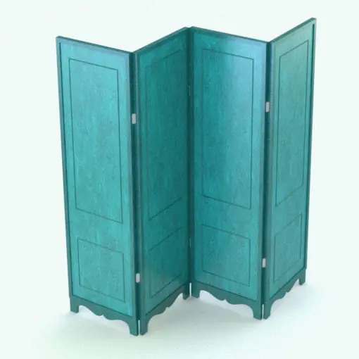 Victorian Revit Folding Partition Family rendered in a teal finish with stainless steel hinges. This fully parametric family is ideal to soft-split your open concept designs. Additionally, thanks to all the provided parameters, you'll be able to adjust it to fit your aesthetics. Don't wait any longer and add this Victorian Revit Folding Partition Family to your cart now!