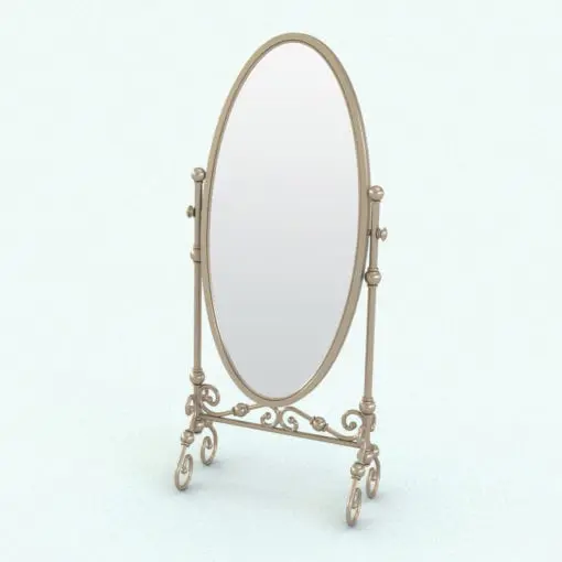 Volutes Cheval Revit Mirror Family rendered in 3D and with a metal-looking finish. This family is fully parametric and easy to use. Change the angle, the size, the materials and more to get a fully customized look to suit your project. Don't waste any more time and get this Volutes Cheval Revit Mirror Family to elevate your projects to the next level.