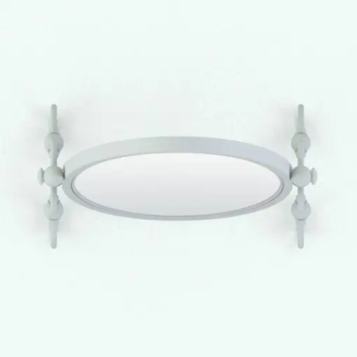 Volutes Cheval Revit Mirror Family in top view and rendered in black and white (ambient occlusion style) to show the details better. This family is not only fully parametric, but render-ready! Just load this Revit mirror family into your projects, load the materials and hit the render button for instant results!