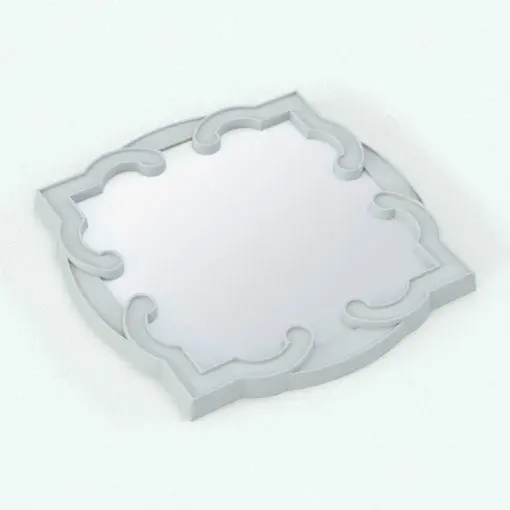 Volute Revit Mirror Family in a different 3D view and rendered without materials (ambient occlusion style) to showcase the details better. Whether you need decoration pieces for your residential projects or your commercial ones, this Revit mirror family is the perfect complement to dress up your 3D renderings while making your spaces look elegant and refined. Get it now and see for yourself.