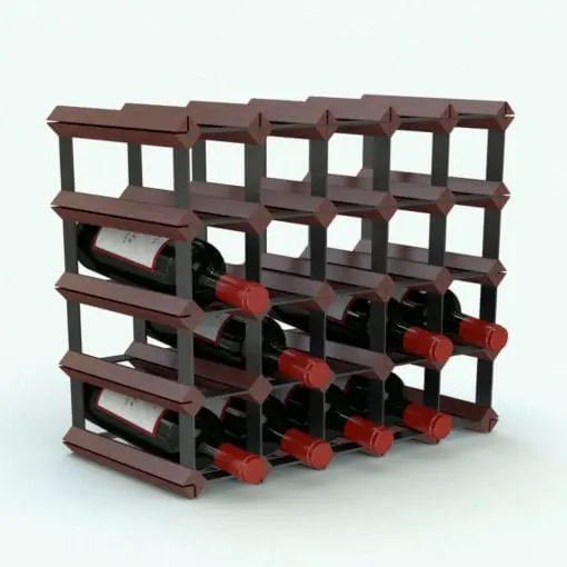 Rhomboids Wine Rack Revit Family in 3D and rendered with a cherry-colored wood finish and matte steel structure. Ideal for kitchens, wine cellars, restaurants and more, this family brings versatility and elegance to your projects. Get this wine rack Revit family today and see for yourself.