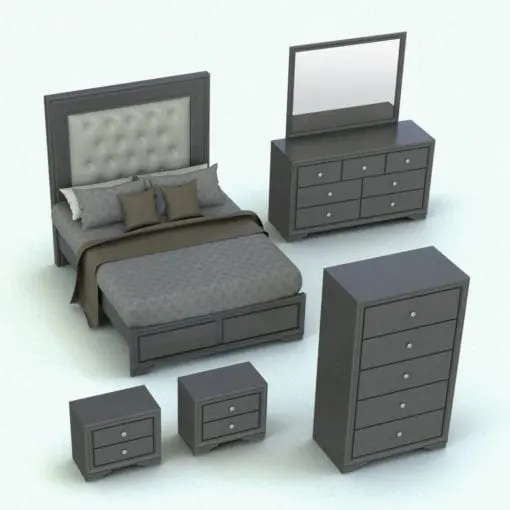 Parametric Revit bed family bundle that includes additional Revit furniture like dresser, nightstands and chest with drawers. All these Revit families are fully parametric: change the bed from single to queen to king and change the sizes of any of the Revit furniture models to fit them to your projects.