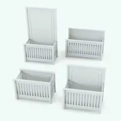 Crib Revit family in different sizes and configurations to showcase its parametric flexibility. With parameters to change dimensions, materials and back height, this crib, which is part of the Elegant Crib and Revit Furniture Set will make your projects stand out.