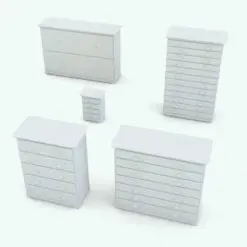 Chest with drawers Revit family rendered in black and white (ambient occlusion style). With parameters to change the dimensions, number of drawers and materials, you can use this Revit family in nurseries, kids rooms, regular bedrooms and more spaces (not just kids rooms). Get it today as part of the Elegant Crib and Revit Furniture Set and become part of the Blackbee3D family.