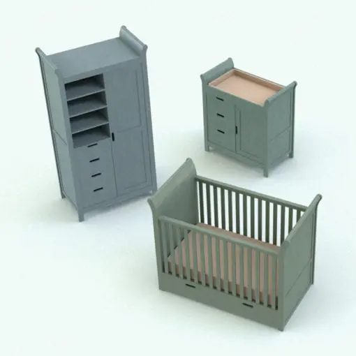 Minimalistic Nursery Revit Furniture Set that includes crib, changing station and armoire. Each one of these Revit families is fully parametric and it will allow you to fit it to your projects in just a few clicks. Whether you use them as a set or individually, these families, which are part of the Minimalistic Nursery Revit Furniture Set will transform your spaces for good!