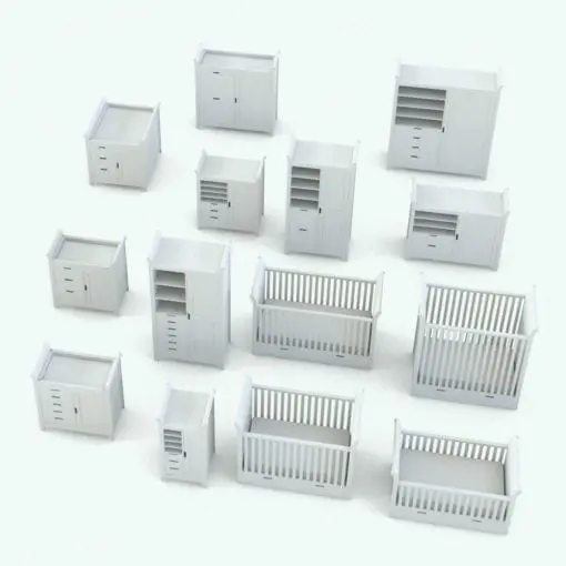 Minimalistic Nursery Revit Furniture Set in different sizes and configurations to showcase its parametric flexibility. Armoire and changing stations can be used in rooms other than baby rooms for added flexibility. Don't wait any longer and add this versatile Minimalistic Nursery Revit Furniture Set to your cart today.