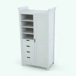 Revit armoire family rendered in 3D and without any materials (ambient occlusion style) to showcase the details better. This Revit family can also be used in regular bedrooms, hotels, apartments and more.