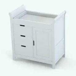 Changing station Revit family in 3D and rendered in black and white (ambient occlusion style) to show the shapes better. Ideal for residential or hospitality projects, this Revit furniture family will add a touch of contemporary to your projects.