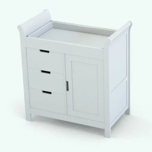 Changing station Revit family in 3D and rendered in black and white (ambient occlusion style) to show the shapes better. Ideal for residential or hospitality projects, this Revit furniture family will add a touch of contemporary to your projects.