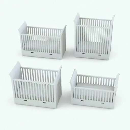 Revit crib in different sizes and configurations to showcase its parametric flexibility. Whether you use it in traditional or modern interior design projects, this Revit crib, which is part of the Minimalistic Nursery Revit Furniture Set will make your 3D renderings stand out in just a few clicks.
