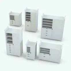 Revit armoire in different sizes and configurations to showcase its parametric flexibility. Ideal for kids rooms, adults rooms, hotels and more, this highly-detailed Revit furniture family will take your renders to the next level.