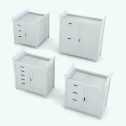 Changing station Revit family in different sizes and configurations to showcase its parametric flexibility. Change the dimensions, the number of drawers and the materials to make it suit your design requirements. Don't wait any longer and add this changing station (which is part of the Minimalistic Nursery Revit Furniture Set) to your assets now.