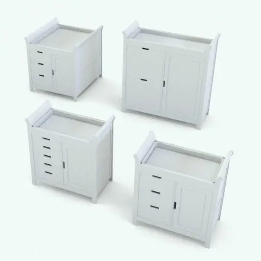 Changing station Revit family in different sizes and configurations to showcase its parametric flexibility. Change the dimensions, the number of drawers and the materials to make it suit your design requirements. Don't wait any longer and add this changing station (which is part of the Minimalistic Nursery Revit Furniture Set) to your assets now.