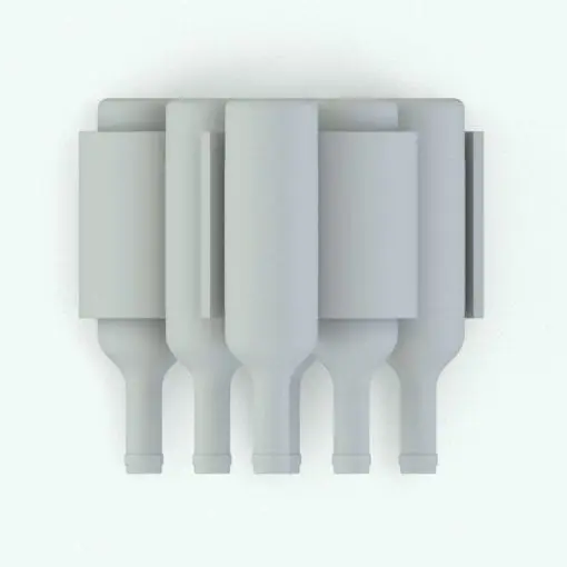Swirl Wine Rack Revit Family in top view and rendered in black and white (ambient occlusion style) to show the shapes better. This family comes in two different versions: one that holds 6 bottles of wine and another one that holds 3 in case you have a smaller space that you want to add it to. Ideal for adding a touch of elegance and modernity to your spaces, this Swirl Wine Rack Revit Family will elevate your projects to new heights in just a few clicks.