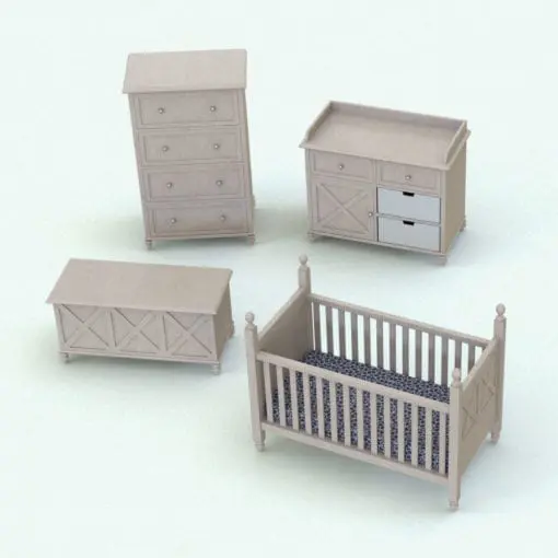 X-Shapes Nursery Revit Furniture Set in 3D and rendered with a light colored wood texture and dark textile accents. All 4 pieces in this Revit furniture set are fully parametric, easy to use and render ready. Whether you use them individually or as a set, each piece will bring livability and charm to your Revit projects. Don't let this opportunity go by and add this Revit furniture set to your personal assets today.