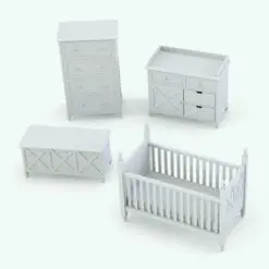 X-Shapes Nursery Revit Furniture Set in 3D and rendered without any materials to showcase the details and shapes better. Ideal for modern, rustic or traditional interior design projects, this Revit furniture set will transform your spaces in no time. Get it today and see for yourself.