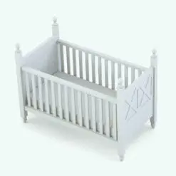 Crib Revit furniture family in 3D and rendered in black and white (ambient occlusion style). The X-shape design makes this family look modern, yet rustic, which aligns to many design languages. Get this 4-piece X-Shapes Nursery Revit Furniture Set today and elevate your projects and 3D renderings to new heights today.
